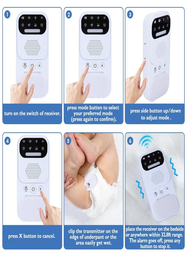 laelr Wireless Bedwetting Alarm, Laelr Rechargeable Bed Wetting Alarm, Pee Alarm for Kids Elderly Night Potty Training, Bed Wetting Sensor with Sound & Vibration, 4 Melodies, Night Light and Cleaning Light - Image 5
